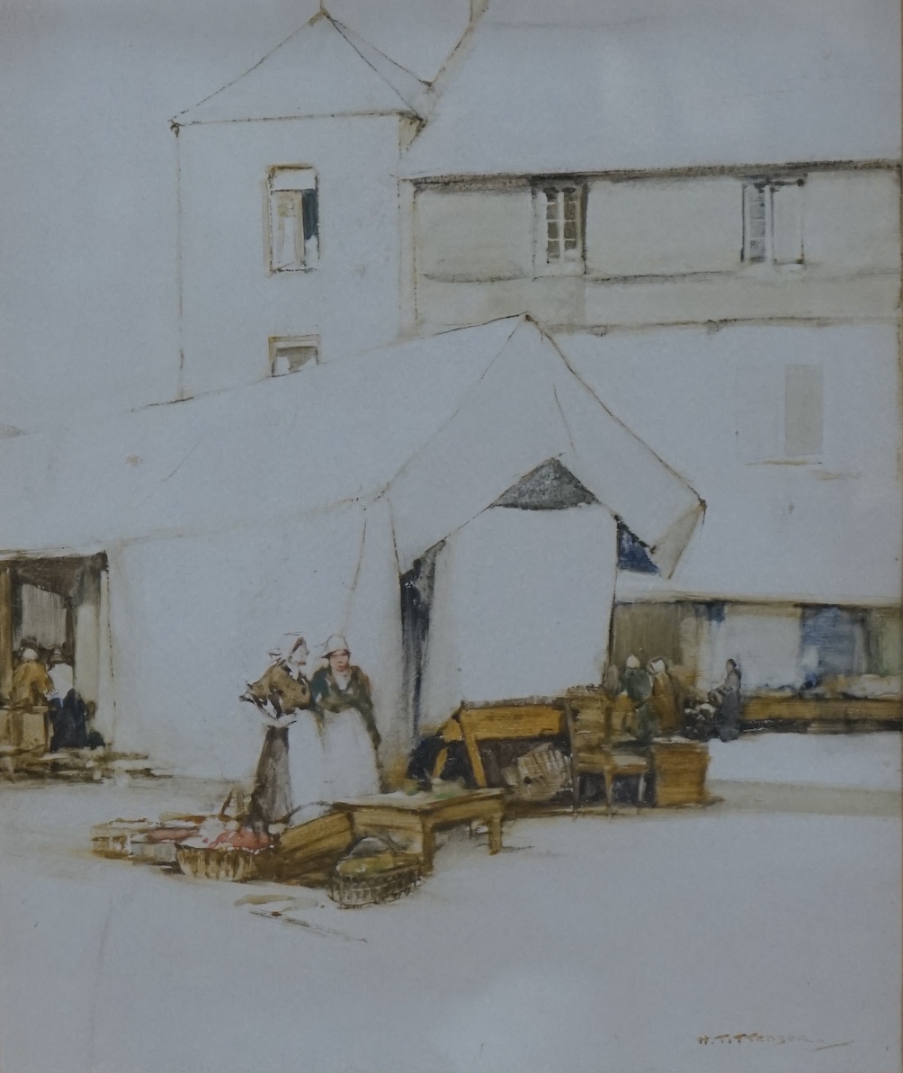 Harry Tittensor (1887-1942), watercolour, ‘The Market Place, Quimperle’, signed, 30 x 25cm. Condition - good